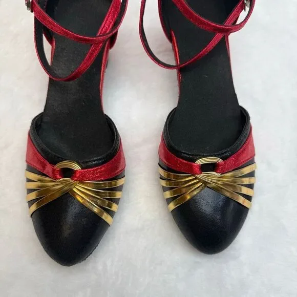 Women's Red Dance High Heel Shoes Size 37 Without Box - Picture 2 of 6